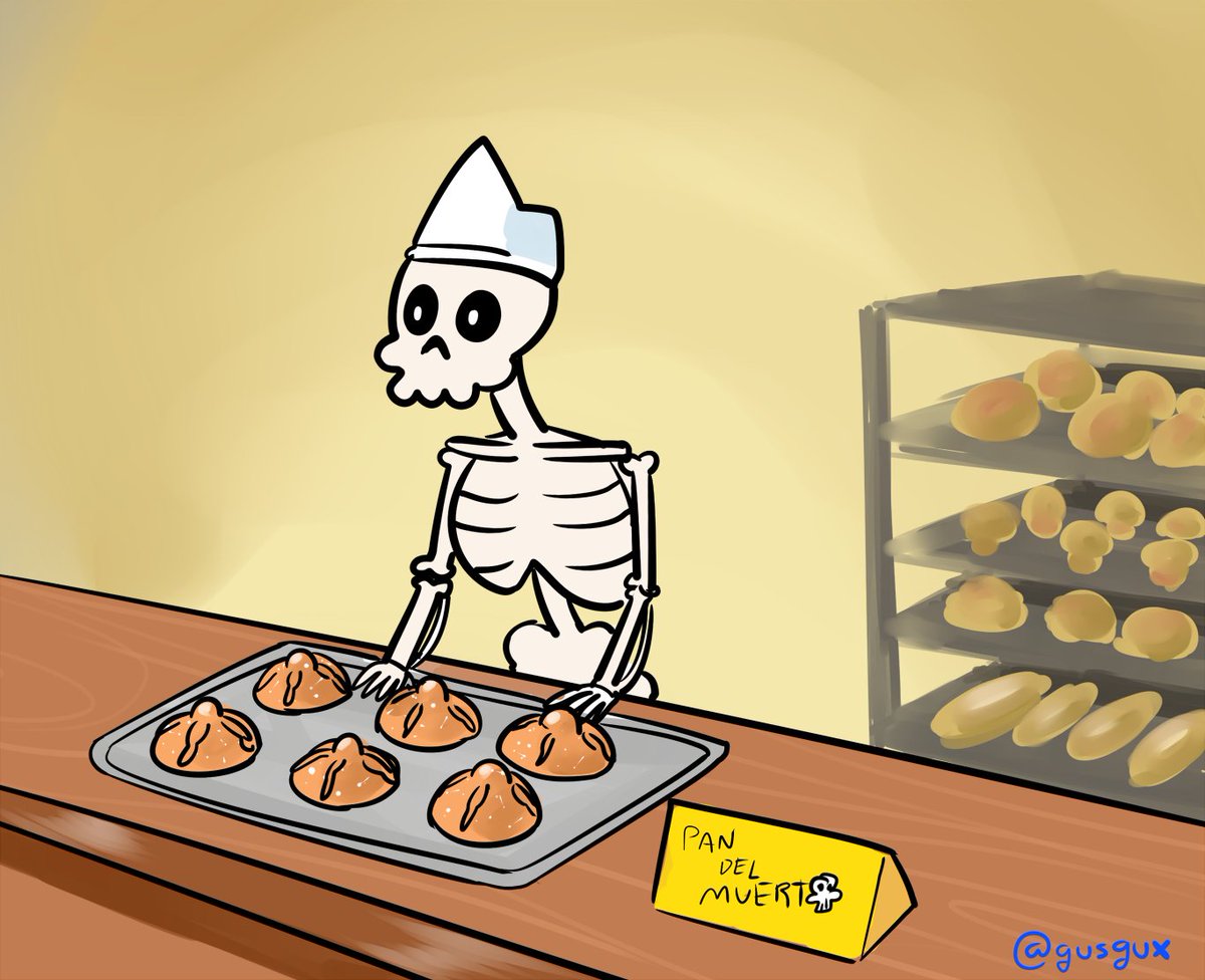El esqueletito panadero ha visitado tu timeline.
Dale RT para que no falte el pancito de muerto en tu mesa.