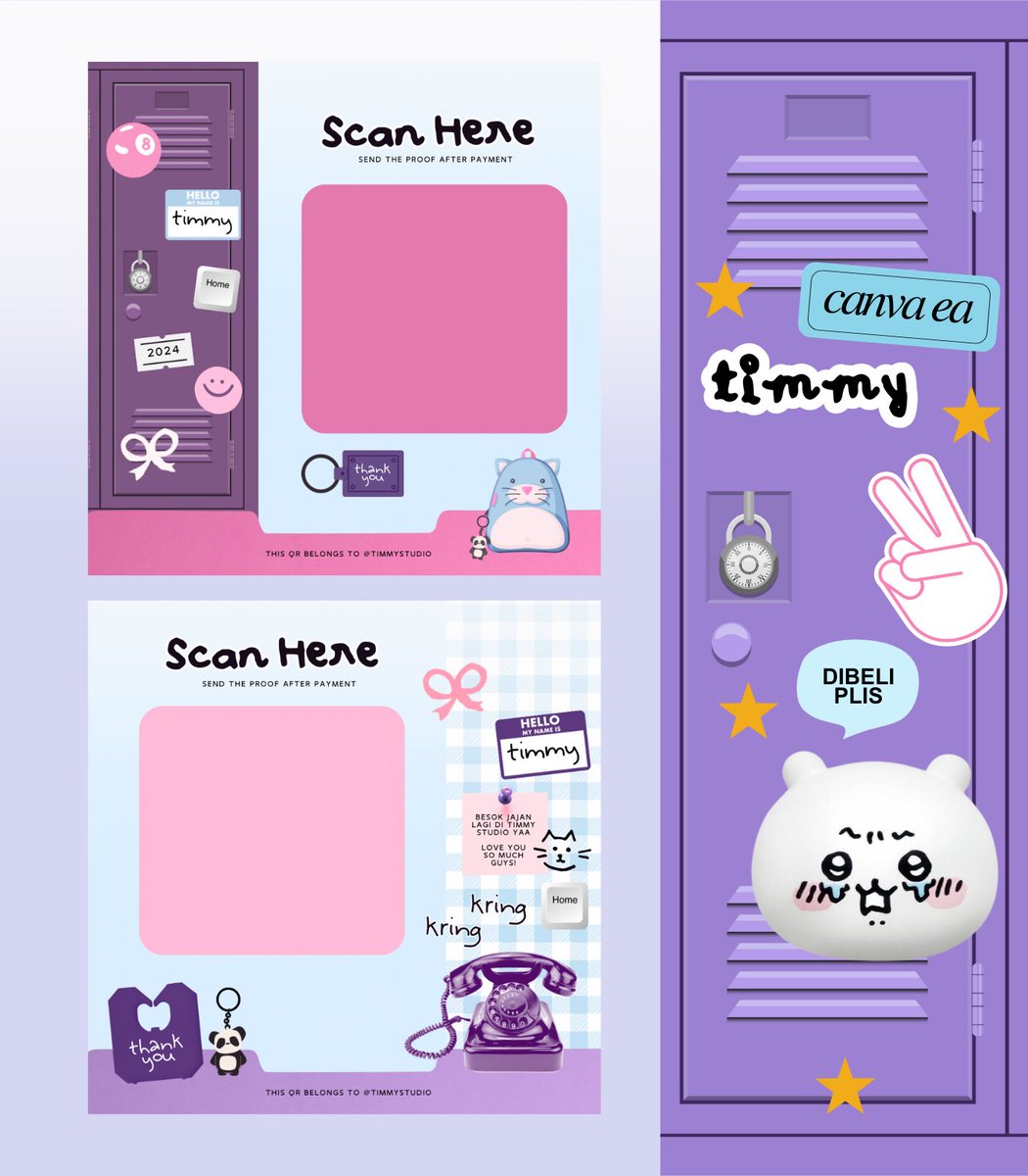 OSPEK TIME! Tolong bantu retweet yaa mentimun...

Timmy ada 2 template deco qr!
🤍 Canva pro
🤍 Bisa recolor
🤍 Bisa retext

Bisa dibeli 9 Oktober by DM yaa sekiranya udah aman :)

#zonauang #zonaba