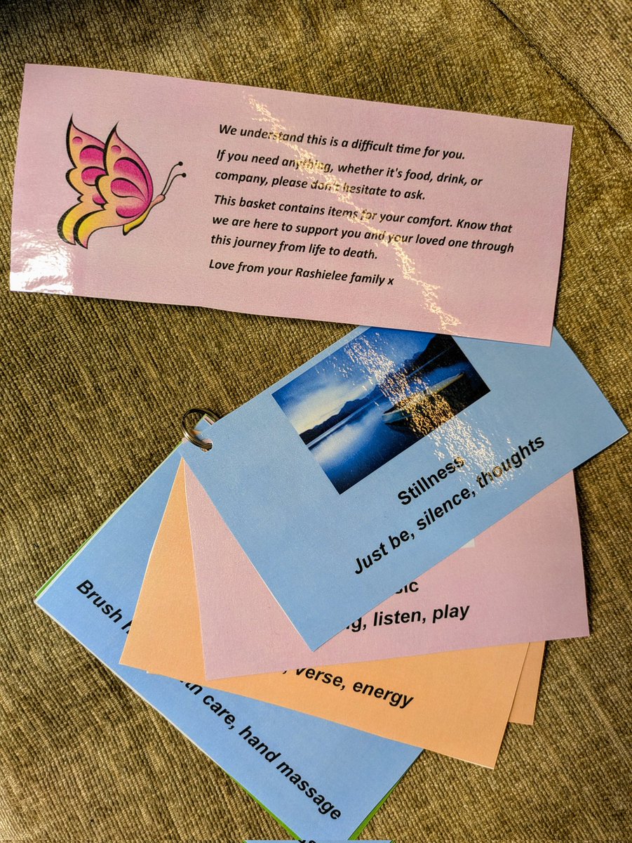 Introducing our palliative care comfort basket. Staff used their knowledge of what people have asked for/ found comfort with, when a loved one was dying, to create a collection of items offering practical support &amp; comfort for both their loved one &amp; themself.
#palliativecare