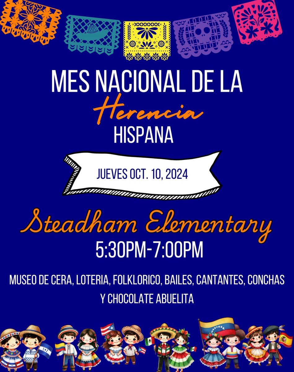 Steadham Elementary (@steadham_eagles) on Twitter photo Greetings Eagles! Please join us this Thursday, October 10 from 5:30 pm - 7:00 pm for our Hispanic Heritage Month Celebration in the Steadham Elementary Cafetorium. <a href="/gisdnews/">Garland ISD</a> #soaringsteadhamstyle Greetings Eagles! Please join us this Thursday, October 10 from 5:30 pm - 7:00 pm for our Hispanic Heritage Month Celebration in the Steadham Elementary Cafetorium. <a href="/gisdnews/">Garland ISD</a> #soaringsteadhamstyle