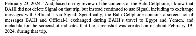 Adams is not charged in this indictment, but some interesting allegations:
• Adams "believed that [an alleged straw donor] would not cooperate with law enforcement"
• Adams directly communicated with the charged aide, Mohamed Bahi, while he traveled to Egypt &amp; Yemen  this year