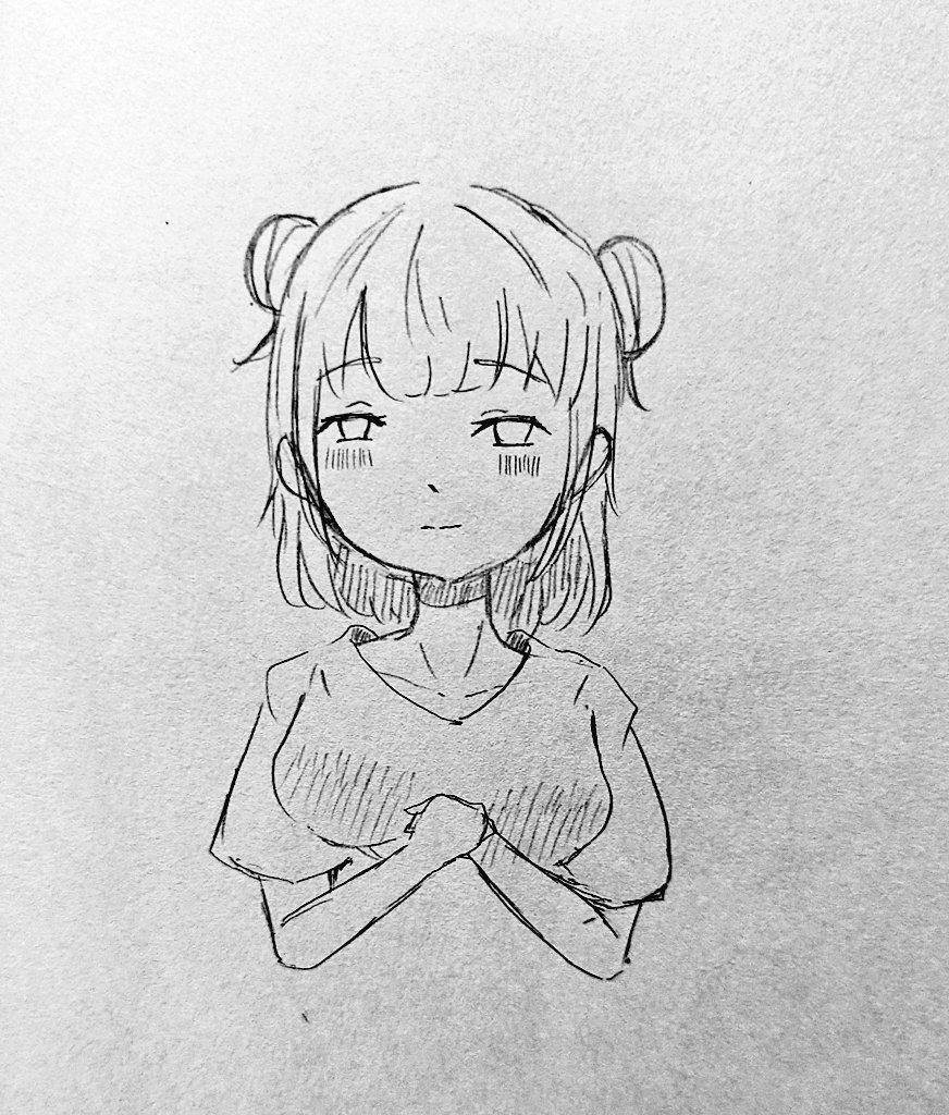 ツイン団子ガール。
雑描き。

#イラスト好きとつながりたい 
#絵描きさんと繋がりたい 
#絵柄好みっていう人にフォローされたい
#アナログイラスト