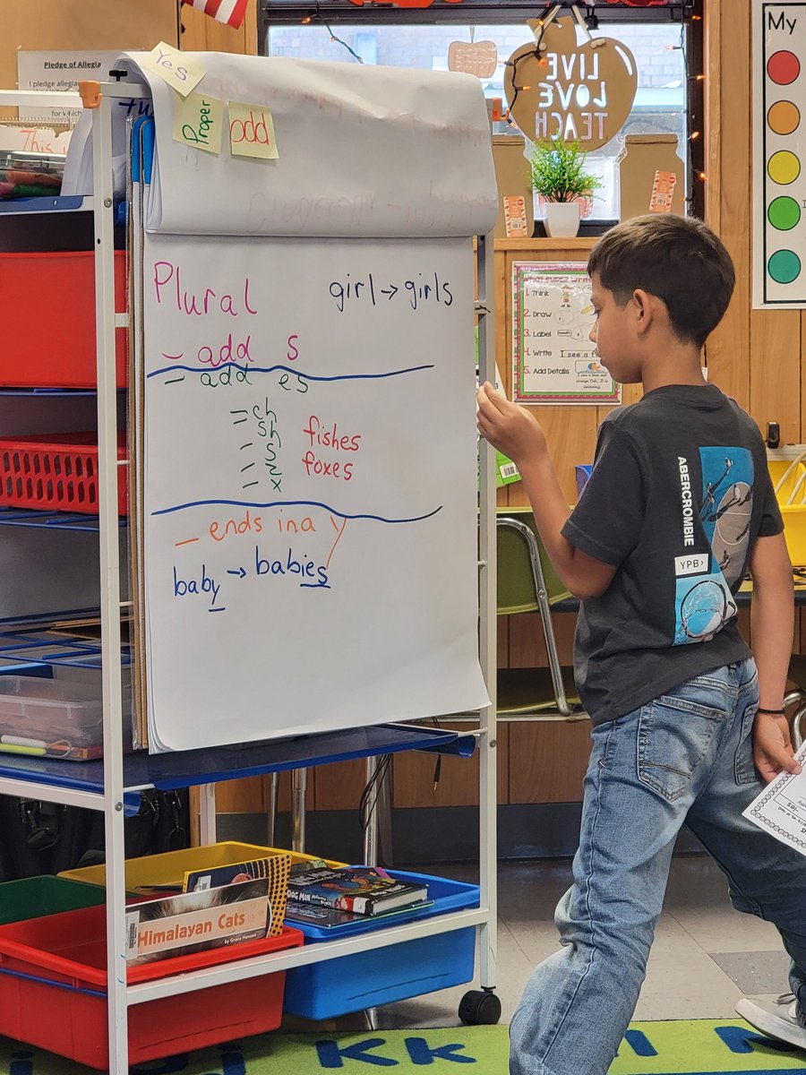 Proof that an anchor chart does not have to be "pinterest-worthy" for a student to utilize it as a resource when completing independent grammar work. Thank goodness because I drew a cat once, and my class thought it was a horse. Good times. <a href="/YoungPISD/">Young Elementary</a> <a href="/pisdesela/">PISD Elementary Language Arts & Reading</a> #teacherlife