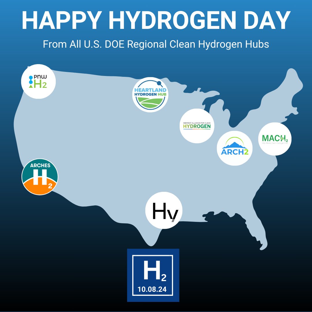 HyVelocityHub's tweet image. This #NationalHydrogenDay, we’re celebrating our part in @ENERGY’s H2Hubs initiative to rapidly scale the clean hydrogen ecosystem and leverage H2’s potential in transitioning to a decarbonized, resilient energy future. Here’s to #EnergyInnovation with hydrogen!