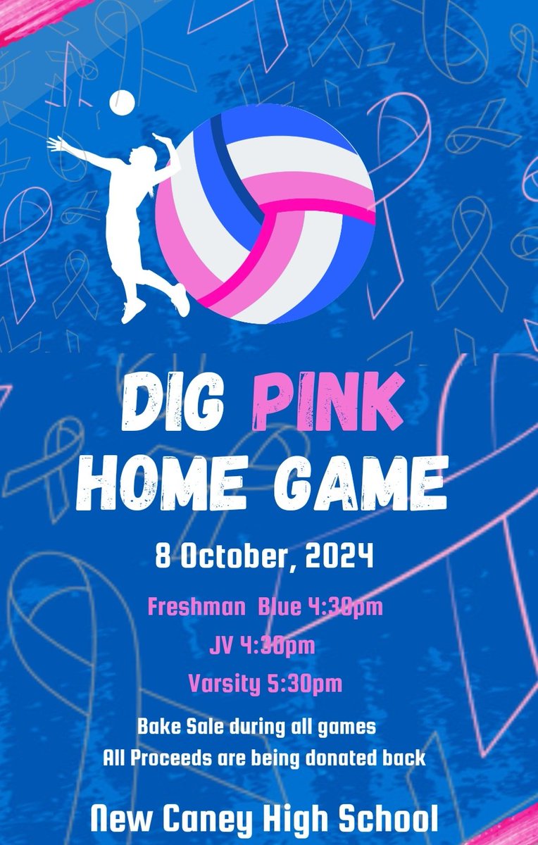 Dig Pink Home game tonight
Bake sale during all games. All proceeds will be donated back.