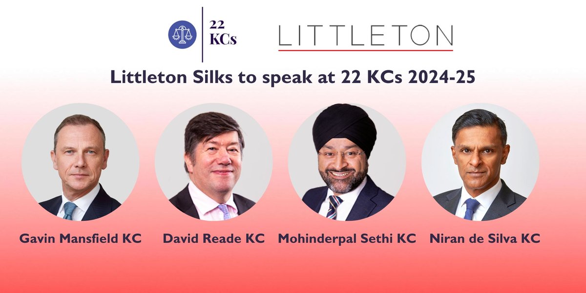 LittletonChmbrs's tweet photo. @gavinmansfield, @cowhoneybourne, @MoSethiKC and Niran de Silva KC will be sharing their expertise at this year's Michael Rubenstein #22KC 2024-25 event.

Full information can be found at the link below.

https://t.co/qiEfblvanm

#EmploymentLaw  #LittletonChambers https://t.co/wbd6bgjJS0