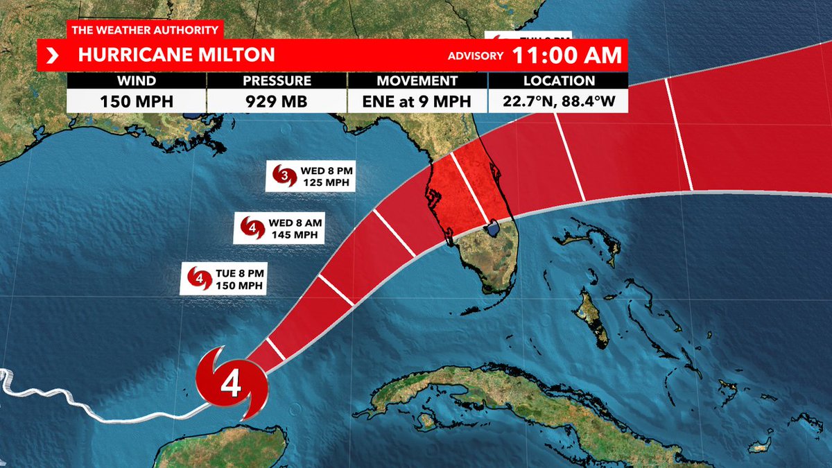 MattDevittWX's tweet photo. NEW ADVISORY: Here's the latest on #Milton from the NHC. Stick with Southwest Florida's WINK Weather Team for updates 24/7 both on TV and online. https://t.co/wcxLQv8wGB https://t.co/mRwmCY5i7z