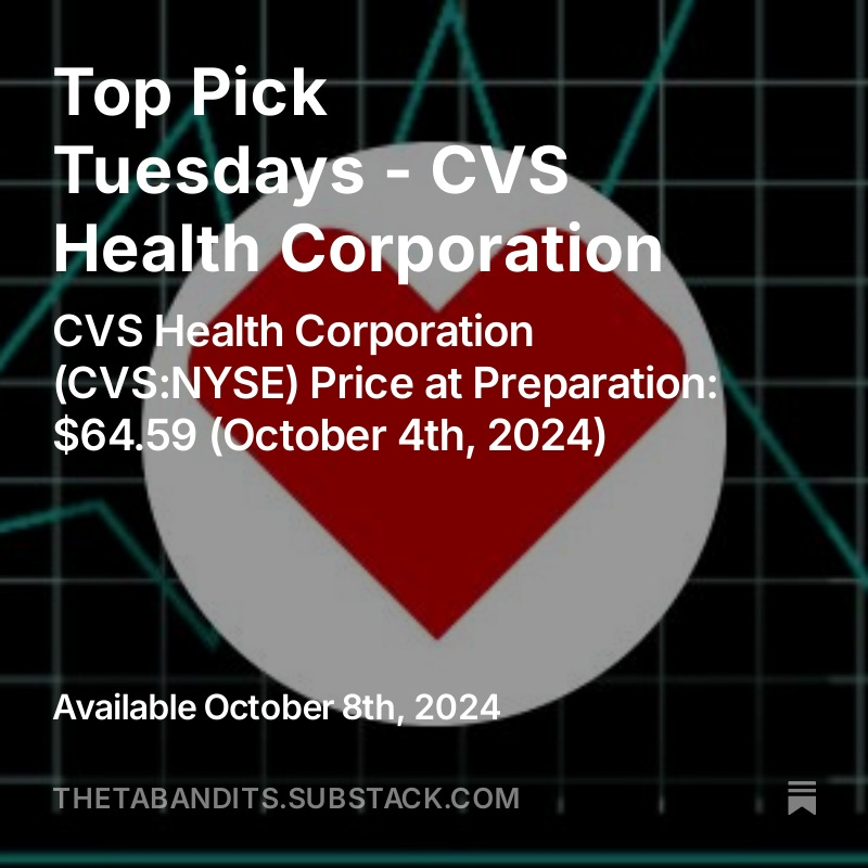 Top Pick Tuesday is back from vacation - Is CVS a stock on the mend? have a read and let us know what you think!

open.substack.com/pub/thetabandi…