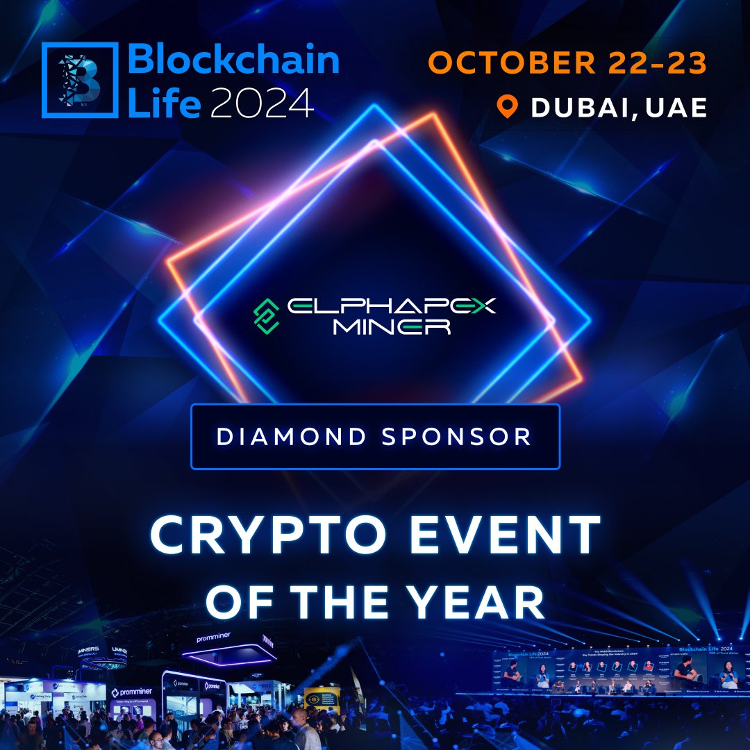 ElphaPex's tweet photo. ⚡ The countdown is on for #BlockchainLife2024 in Dubai!

The Crypto Event of the Year is coming, and #ElphaPexTeam can't wait to meet you at booth D1.

Tickets are selling out fast, and prices are growing, so be sure to get 10% off with code elphapex !

👉 website: https://t.co/mF3MoltxrM