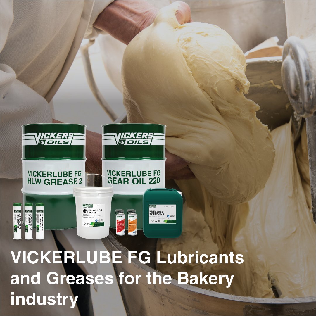 The VICKERLUBE Food Grade range covers a wide scope of applications in the bakery industry. 

See our bakery brochure here: vickers-oil.com/wp-content/upl…

#foodgradelubricants #foodgradegreases #bakery