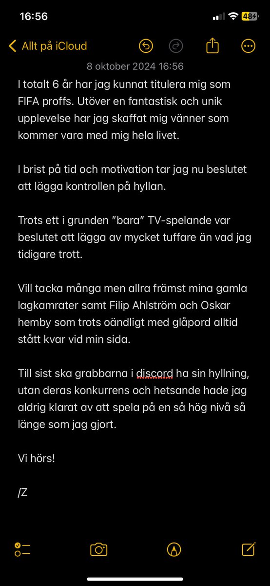 Härmed sluter jag kapitlet som FIFA-spelare.