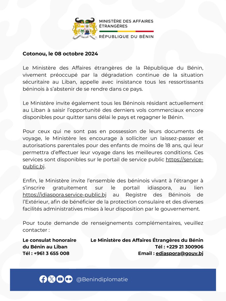 Bénin Diplomatie tweet media
