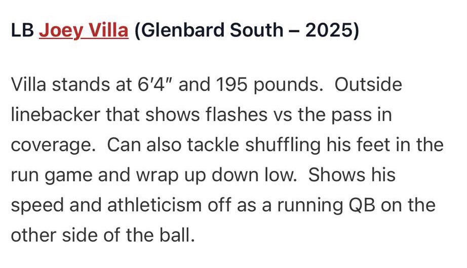 Joey Villa (@joeyvilla2121) on Twitter photo Thank you for the write up! <a href="/PrepRedzoneIL/">Prep Redzone Illinois</a> <a href="/EDGYTIM/">Timothy βEDGYTIMβ OHalloran</a> <a href="/OJW_Scouting/">PrepRedzone Oliver</a> <a href="/GlenbardSouthFB/">GBS Raiders Football</a> Thank you for the write up! <a href="/PrepRedzoneIL/">Prep Redzone Illinois</a> <a href="/EDGYTIM/">Timothy βEDGYTIMβ OHalloran</a> <a href="/OJW_Scouting/">PrepRedzone Oliver</a> <a href="/GlenbardSouthFB/">GBS Raiders Football</a>