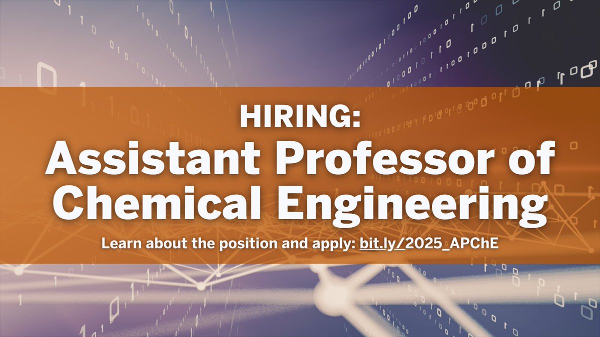 <a href="/TexasChE/">TexasChE</a> has an opening for a tenure-track assistant professor, with start date of Fall 2025. Connections to Cancer Therapeutics, Materials, and Life Sciences Innovation? Learn more and apply: bit.ly/2025_APChE. 
#texasengineering