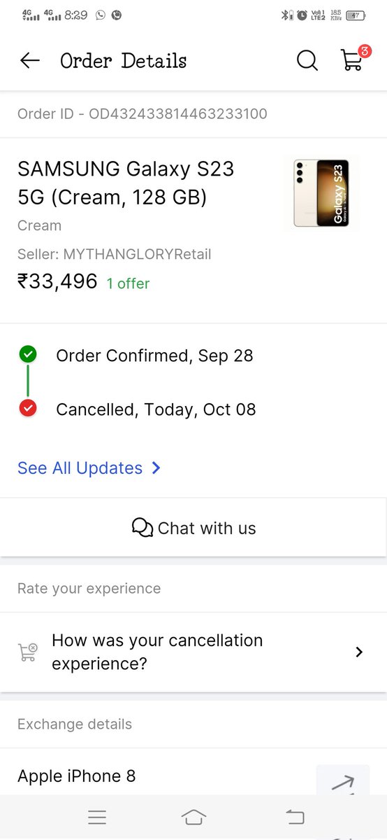 Flipkart cancelled my order without my consent
What r u doing
This is big scam by <a href="/Flipkart/">Flipkart</a>  1st they show less rate of products during #bigbilliondays But before time of delivery, they cancelled the order so that customer may buy the product when price increased
<a href="/flipkartsupport/">FlipkartSupport</a>