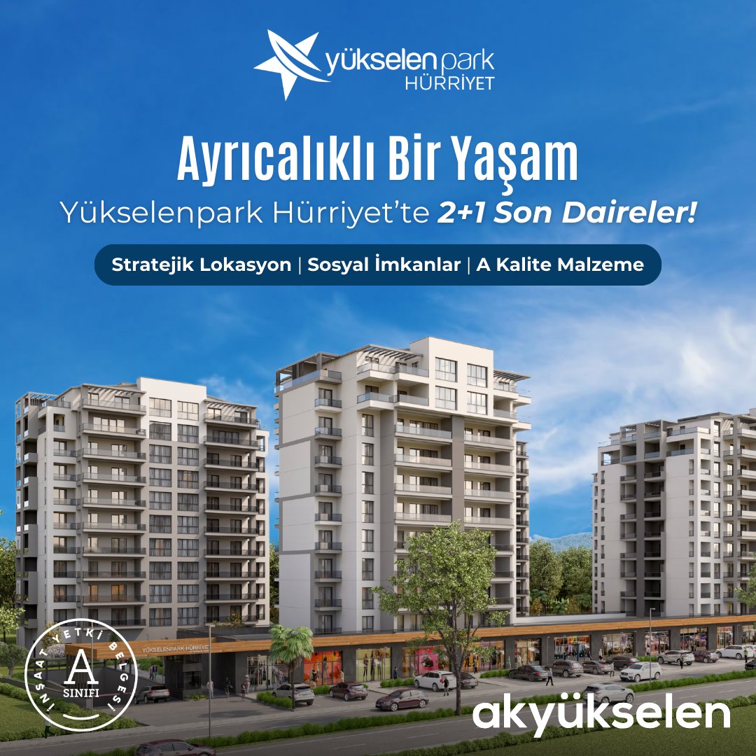 ✨Ayrıcalıklı Bir Yaşam Yükselenpark Hürriyet'te 2+1 Son Daireler ! #akyukselen
•
Satış Ofisi: Yükselenpark Hürriyet (Adalet Meydanı Karşısı)
•
📞 +90 (549) 818 66 83