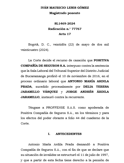 articulo20's tweet photo. SENTENCIA RECOMENDADA 🗣 

#Laboral 

@CorteSupremaJ recoge y corrige criterios sobre la responsabilidad del reconocimiento de la pensión de invalidez cuando la enfermedad laboral se estructura durante la afiliación a varias entidades

SENT: SL1469-2024 | RAD: 77767 https://t.co/wfjC5CzDQI