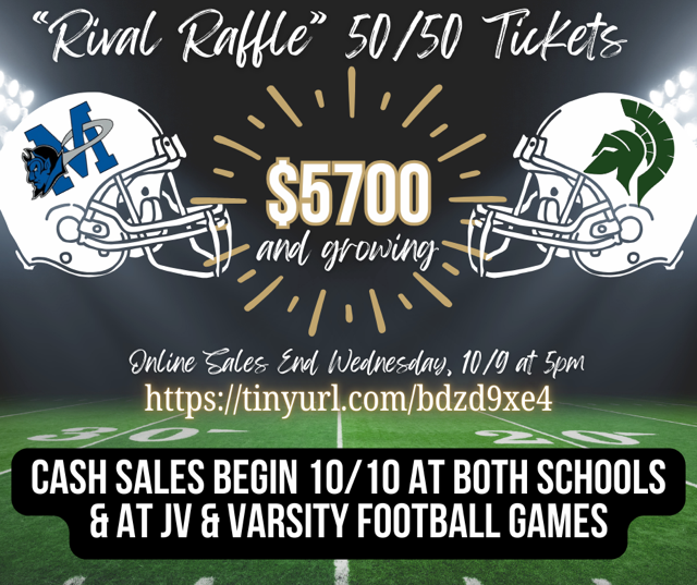Online ticket sales end this Wednesday at 5:00 PM!
Tickets can be purchased with CASH only Thursday and Friday during the day and at the game!