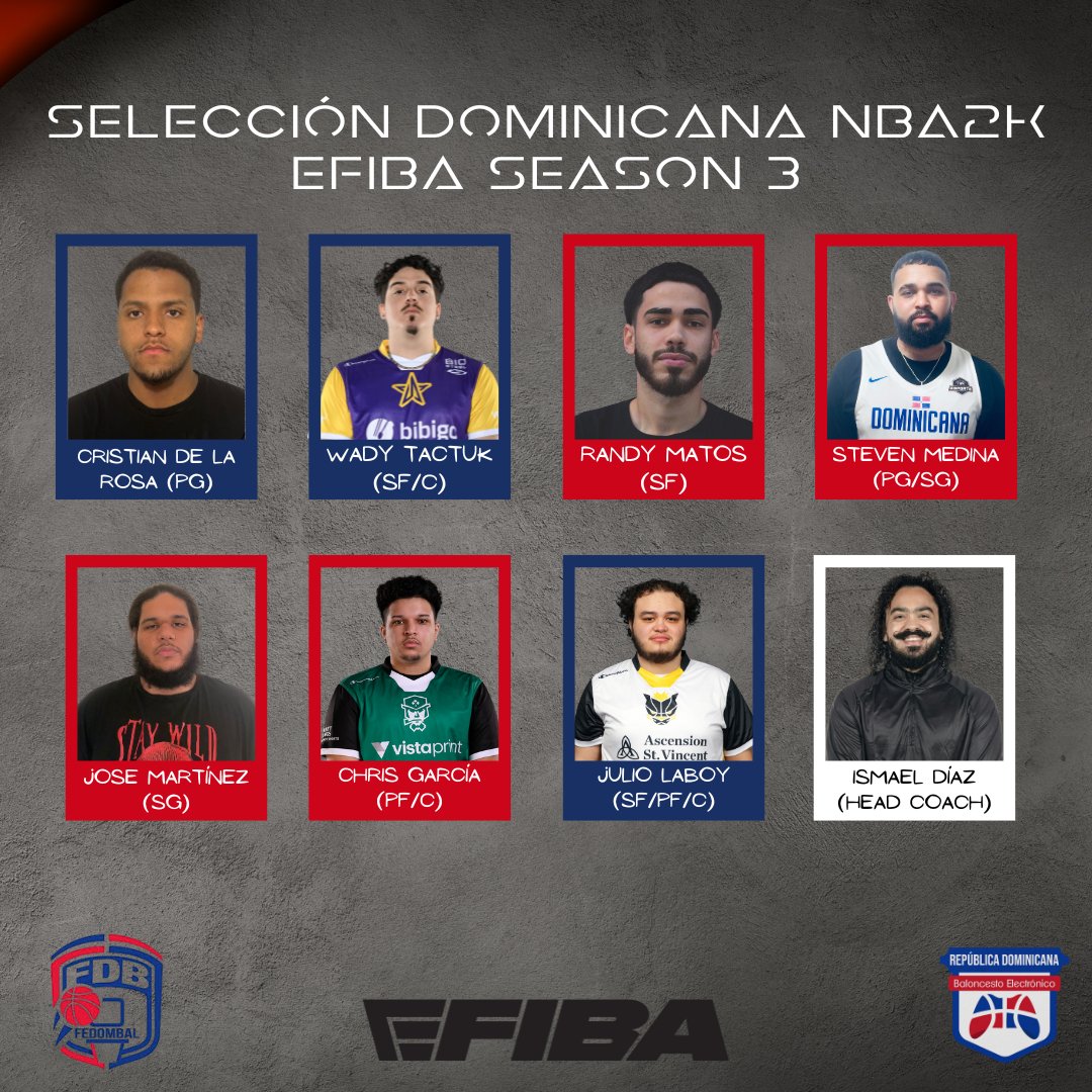 ¡Con orgullo presentamos a nuestra selección nacional de baloncesto electronico! 💪🏀 

Listos para darlo todo en la cancha, representar nuestros colores y dejar el nombre del país en alto. ¡Acompáñanos en este emocionante torneo!

#VamosDOM🇩🇴