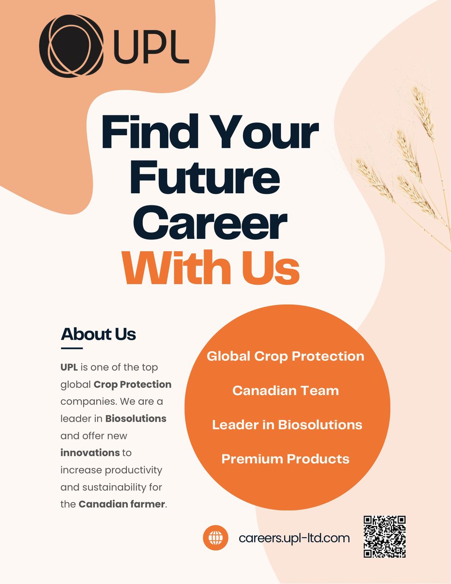 Calling all students! 📣
UPL has open positions for sales and agronomy summer students in #Alberta, #Saskatchewan, and #Manitoba! 
DM us for more info or head to careers.upl-ltd.com 

#Canada #JobOpening #agriculture #JobOpportunities #UPL  #CdnAg