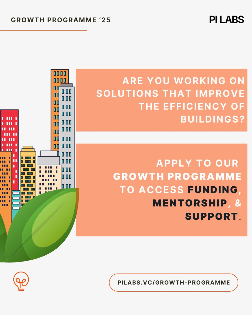 Investment Theme: Efficient Buildings 🏙️

Are you working on solutions that improve the efficiency of buildings?  Apply Now for Growth Programme 2025 - pilabs.vc/growth-program…