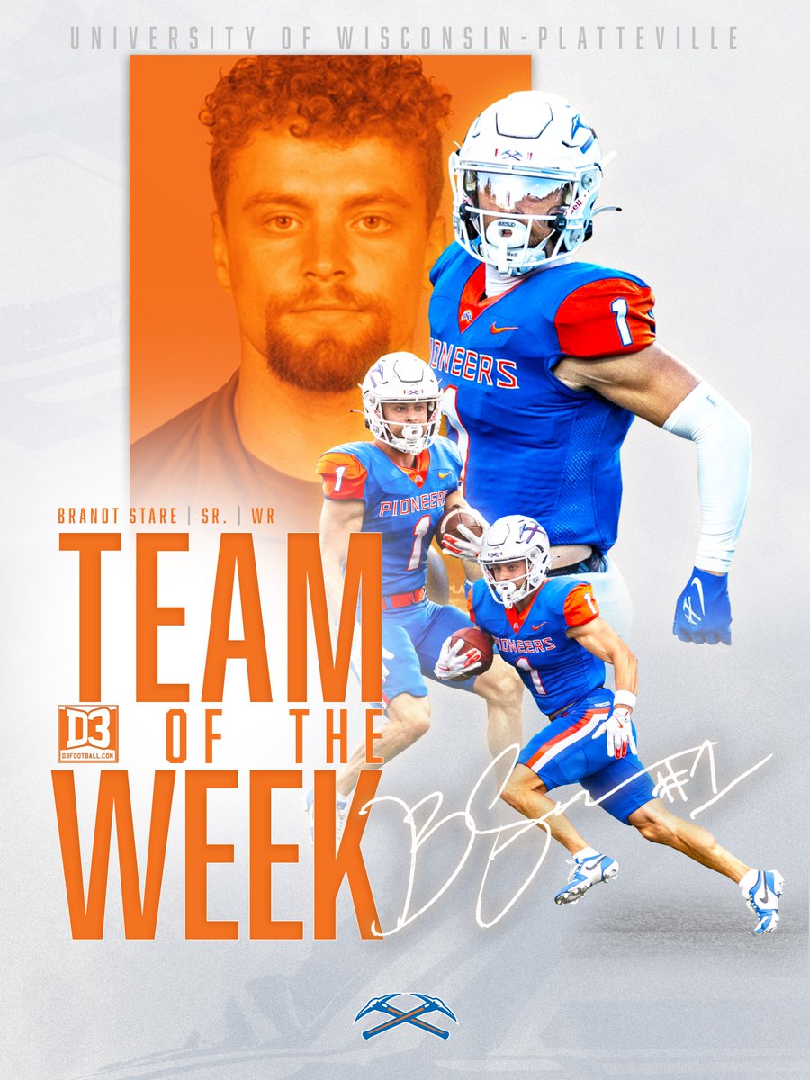 UW-Platteville Athletics (@uwp_pioneers) on Twitter photo Congrats to Brandt Stare of <a href="/UWPlattFootball/">UW-Platteville Football</a> for being named to the <a href="/d3football/">D3football.com</a> TEAM OF THE WEEK! ⛏️ Congrats to Brandt Stare of <a href="/UWPlattFootball/">UW-Platteville Football</a> for being named to the <a href="/d3football/">D3football.com</a> TEAM OF THE WEEK! ⛏️
