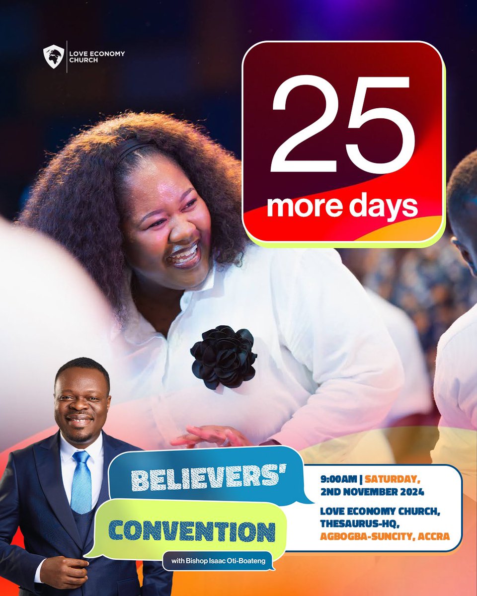 🙌🏾In just 25 days, Believers Convention 2024 will be here🤩
Get ready for an extraordinary experience!💫