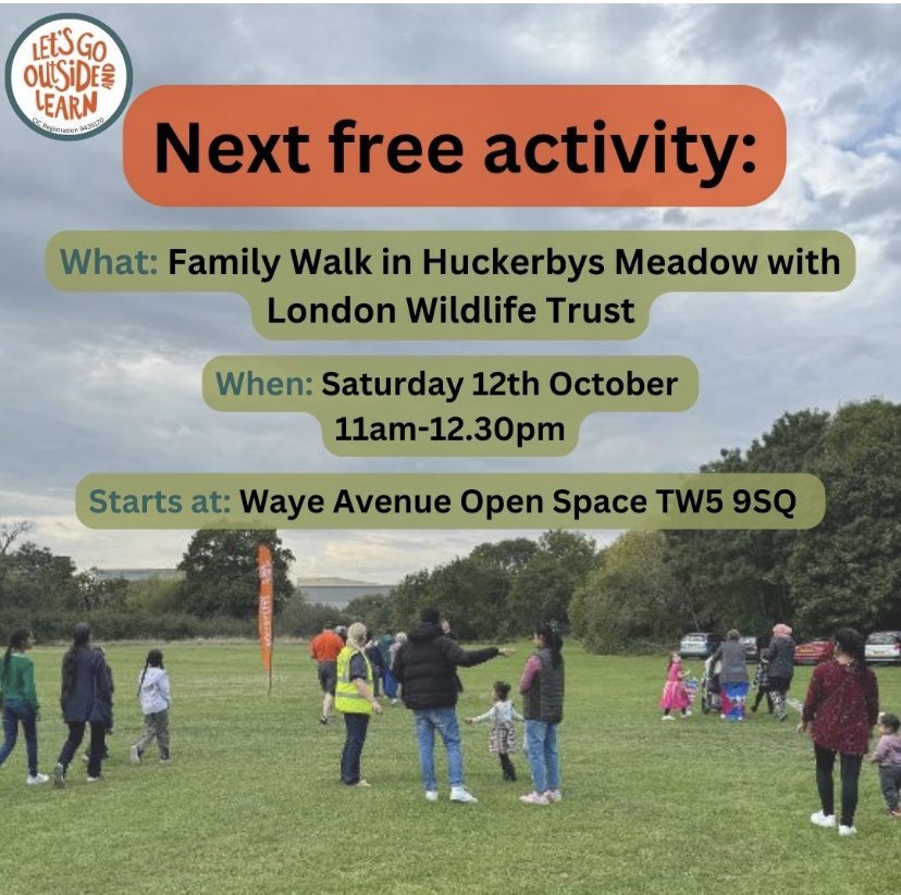 Join us for a family walk through Huckerby's Meadow with London Wildlife Trust. we will walk beside the River Crane in an exciting mixed habitat with woodlands, grasslands and wetlands!