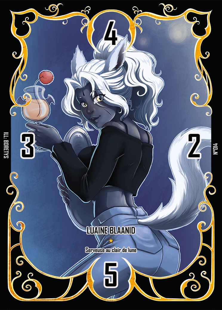 OffVierasmag's tweet photo. 14ème carte de triple triade, Luaine Blaanid la serveuse du Moonlight, illustrée par Boretys! https://t.co/yJXAOC04h9