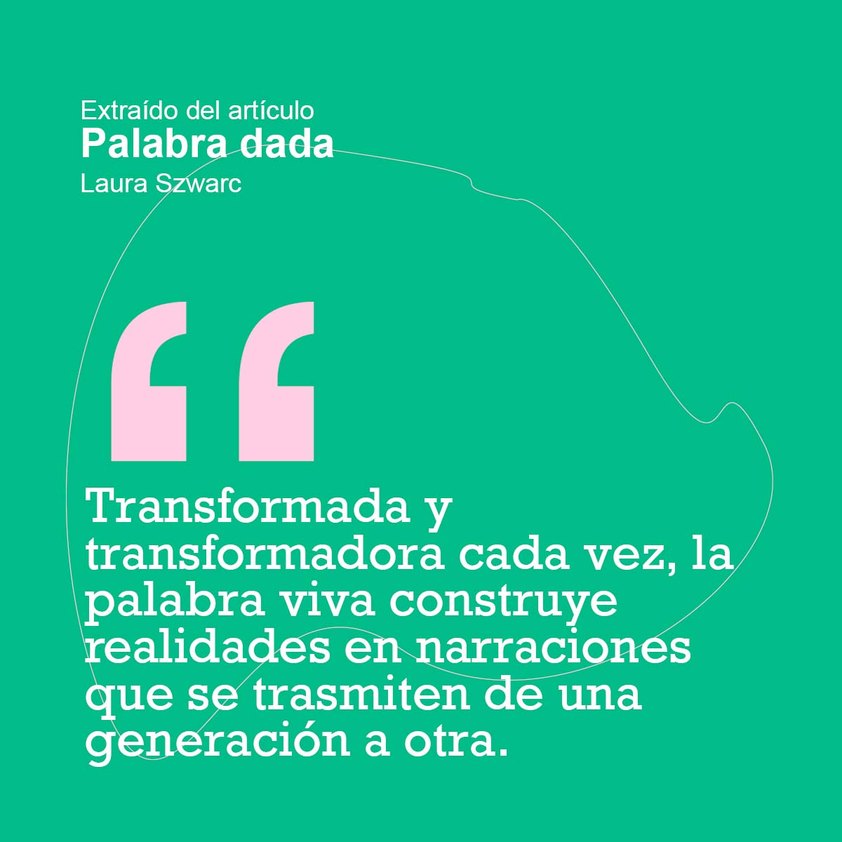 ✍️ Descubre el nuevo texto de nuestro espacio de pensamiento, ‘Palabra dada’, escrito por Laura Szwarc.

Una aproximación poética de la ‘palabra viva’, oral y escrita, y su labor posibilitadora para redescubrir historias y relatos a menudo olvidados.

➡️ bit.ly/LauraSzwarc_ar…