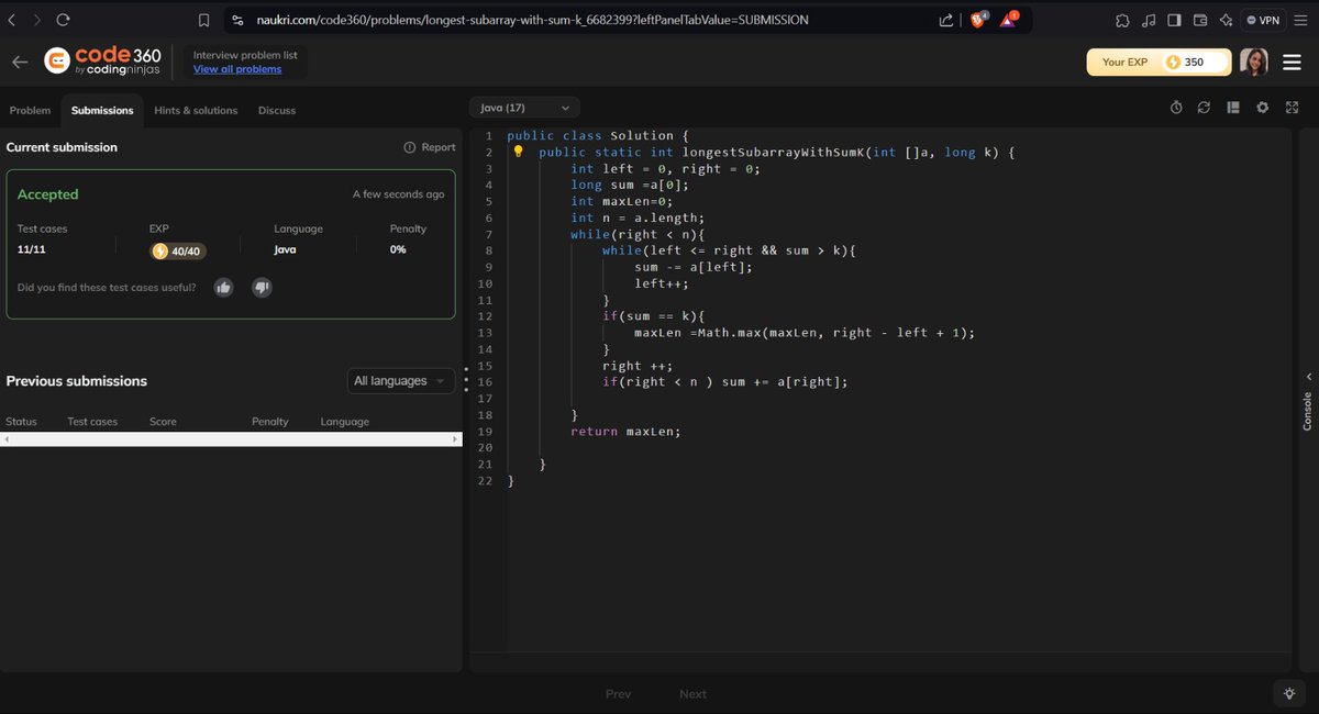 MansixYadav's tweet image. Day 14 ✅ of Striver’s A2Z DSA Sheets
From Step 3: Solve Problems on Arrays
Completed:
Lec 1: Easy
3 videos from Lec 2: Medium
Solved:
LeetCode 75: Sort Colors ✅
Code 360 2 probems: Longest Subarray With Sum K (positives & both) ✅
@striver_79
#DSA #LeetCode #CodingNinjas