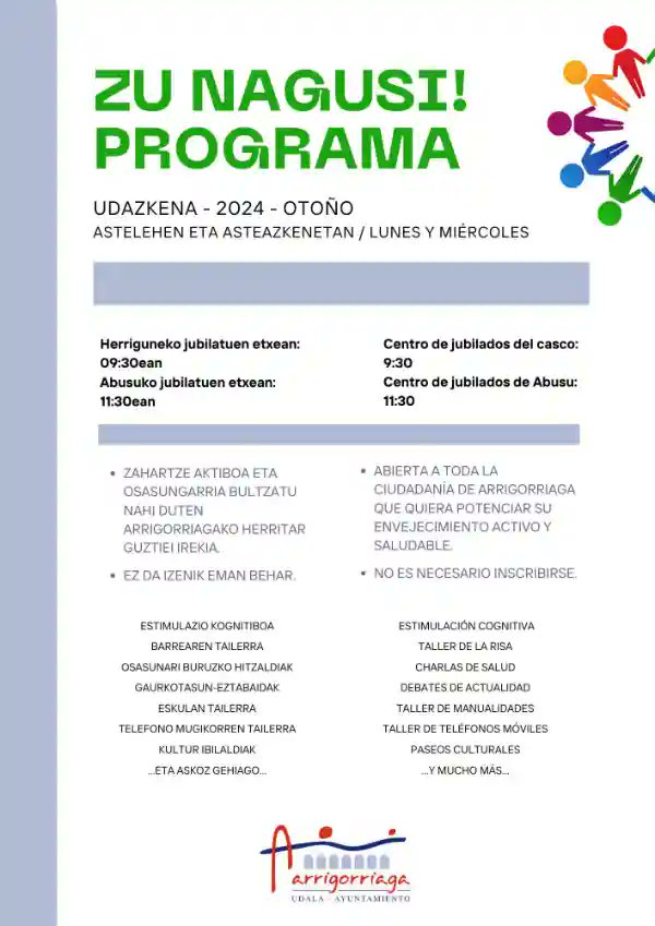 IbaizabalD's tweet photo. Arrigorriaga apuesta por el envejecimiento activo con el programa Zu Nagusi! https://t.co/fwCn5skB0I @Arrigorriaga_U @EHBilduArrigo @idoiamfer https://t.co/Bfp5sK2Is0