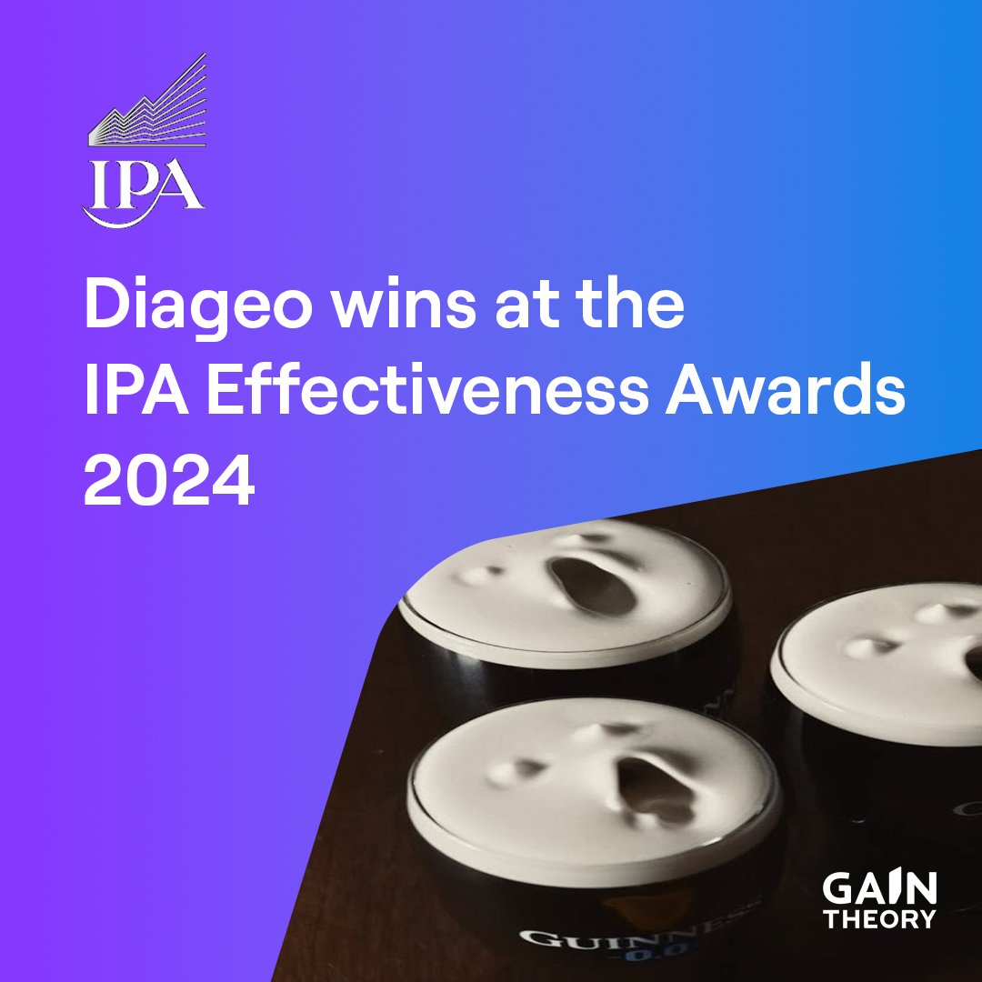 Gain Theory (@gaintheory) on Twitter photo Congratulations to <a href="/DiageoGB/">Diageo GB</a> on achieving Gold Winner and the President's Prize for Next Generation Brand Building at the <a href="/The_IPA/">Institute of Practitioners in Advertising (IPA)</a> #EffectivenessAwards. We are thrilled to have contributed to this paper, which demonstrates how marketing helped Guinness drive business growth. Congratulations to <a href="/DiageoGB/">Diageo GB</a> on achieving Gold Winner and the President's Prize for Next Generation Brand Building at the <a href="/The_IPA/">Institute of Practitioners in Advertising (IPA)</a> #EffectivenessAwards. We are thrilled to have contributed to this paper, which demonstrates how marketing helped Guinness drive business growth.