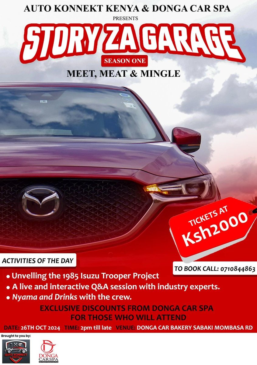 Story za Garage Sn 1 Coming up! With <a href="/ErickWokabi/">Erick Wokabi</a> . Get tickets to this upcoming event on: autokonnektkenya.fameve.events
