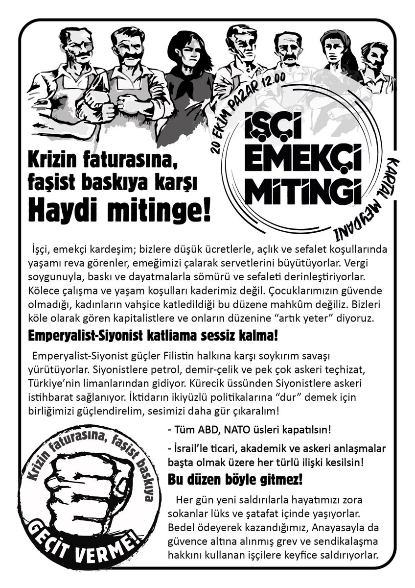 BDSP_'s tweet photo. 📢 Krizin faturasına, faşist baskıya karşı #HaydiMitinge!

Geleceğimizi karartanların üzerine yürüyoruz. Sen de gel bizimle birlikte yürü, sömürüsüz, eşit, özgür geleceği birlikte inşa edelim.

#20EkimdeKartaldayız https://t.co/r3z819om1y