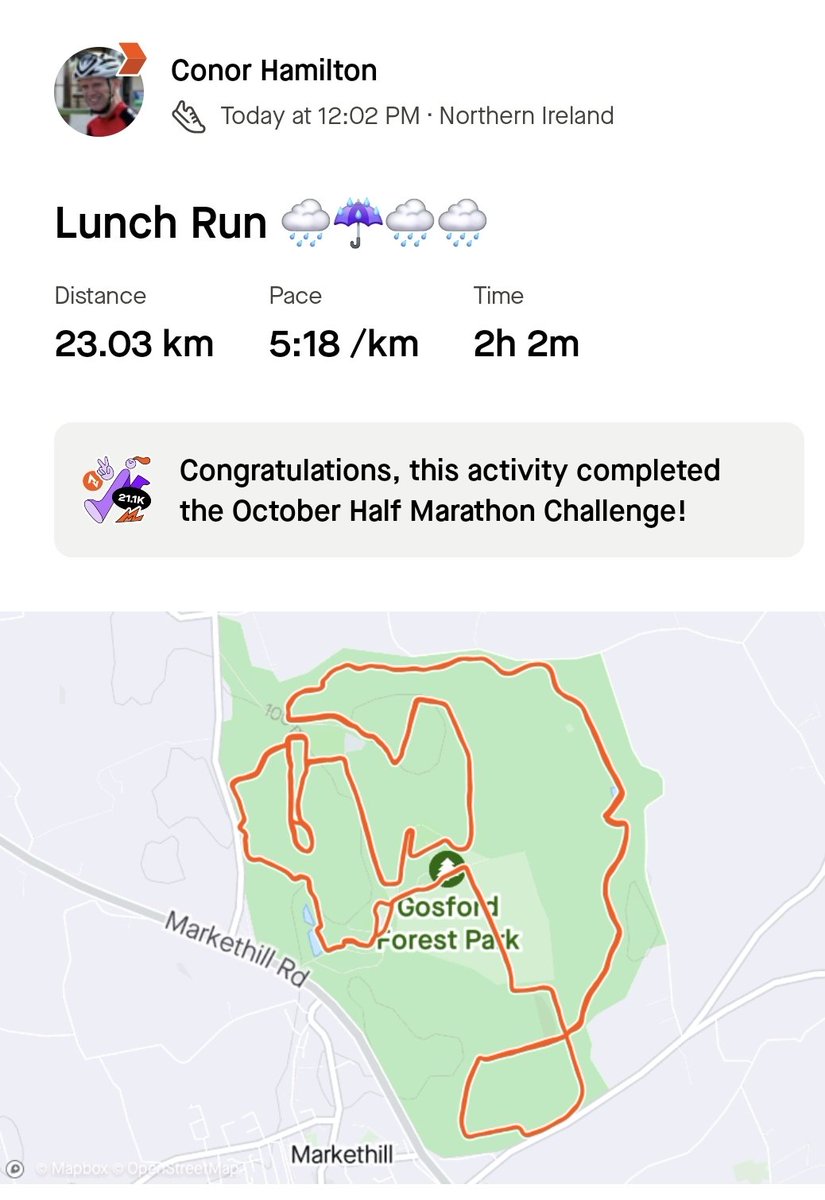 ConorHamilt0n's tweet image. Lunch run completed in Gosford forest park ... a wet 15 miles.. prehydrated and rehydrated thanks to my #ASMOSUS bottle.
#ASMOSUSresource @LCreightonRN
#marathontraining