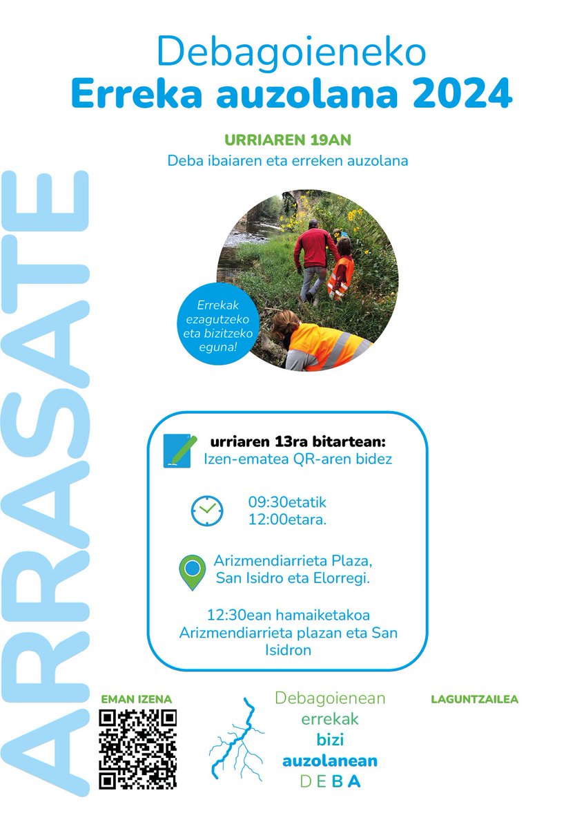 Hemen da, Debagoieneko Erreka auzolana!

III. edizio hau urriaren 19an (goizez) aurrera eramango dugu bailarako herri guztietan.
Ekimen paregabea da gure errekak ezagutu eta gertutik bizitzeko.🏞️💚

Eman izena ⬇️ urriaren 13a baino lehen.
✍️labur.eus/errekakbizi

<a href="/errekakbizi/">Debagoienean errekak bizi auzolanean</a>