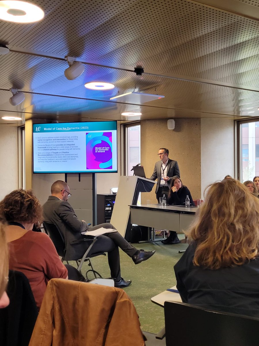 dementia_office's tweet photo. Team members Paul Maloney, Kate Brennan and Mairéad Bracken-Scally are attending the @AlzheimerEurope conference #34AEC
Today, Paul presented on the model of care for dementia and Mairead spoke about an information guide on psychotropic medications for NCSD https://t.co/RqrXNnpuJo