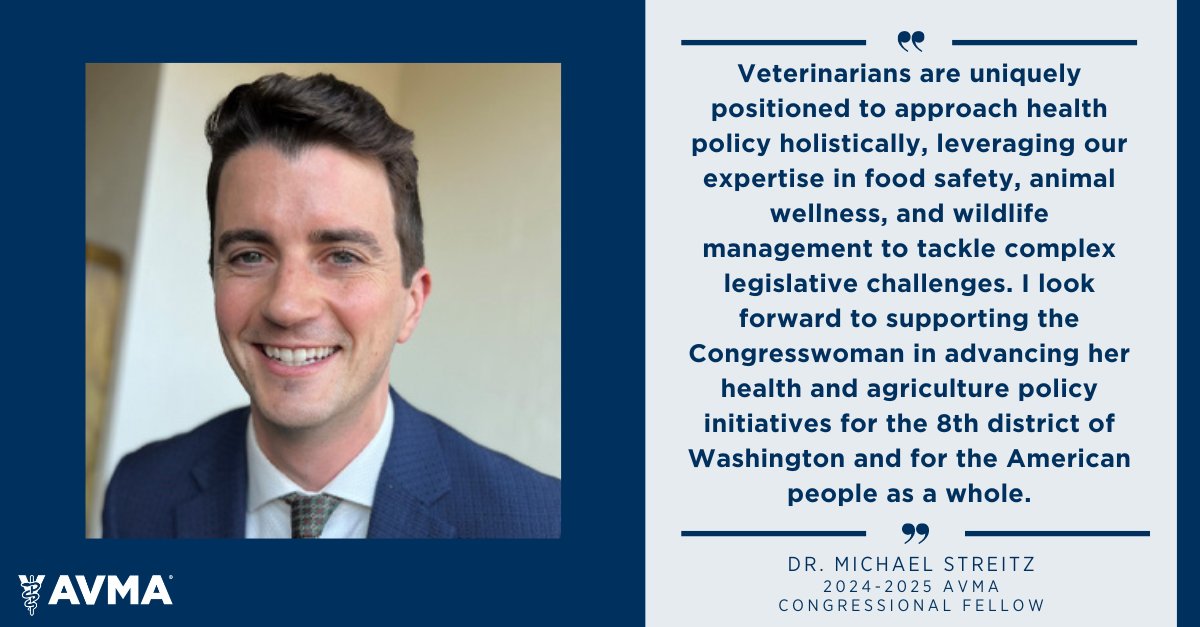 BREAKING: 2024-2025 AVMA fellow to join congressional office

Read more: bit.ly/3A1NgUx