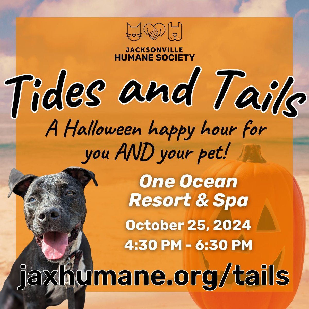 Mark your calendars - Tides and Tails is BACK! We hope you AND your pet will join us for this spooktacular beachside happy hour on Friday, October 25, from 4:30-6:30pm at One Ocean Resort &amp; Spa 🎃🍷 

Limited tickets available! Register now: buff.ly/4dp3O86