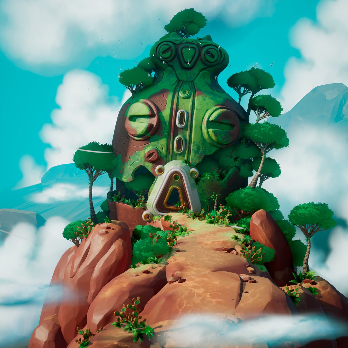 Happy #PortfolioDay!  My name is Manuel, I'm a Mexican 3D Environment artist. love creating bright and colorful stylized environments. artstation.com/manuelfuentes #gameart #gamedev #3dart #stylized #art #unreal #blender #scifiart #cyberpunk #fantasyart #madewithsubstance