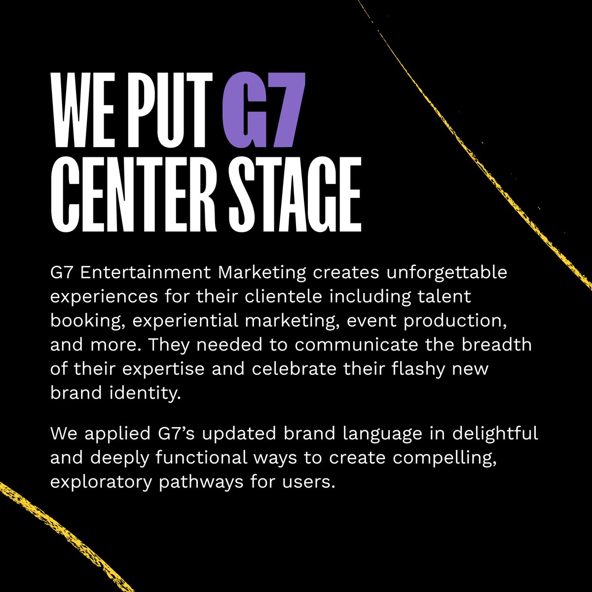 CMYKbk's tweet photo. Revolutionizing experiential marketing with G7's trailblazing brand identity and strategic digital journey. 🚀 Discover how we crafted captivating user pathways that redefine client success. #DigitalTransformation #MarketingInnovation #StorytellingSuccess #CreativeExcellence https://t.co/FFoqgB7RCB