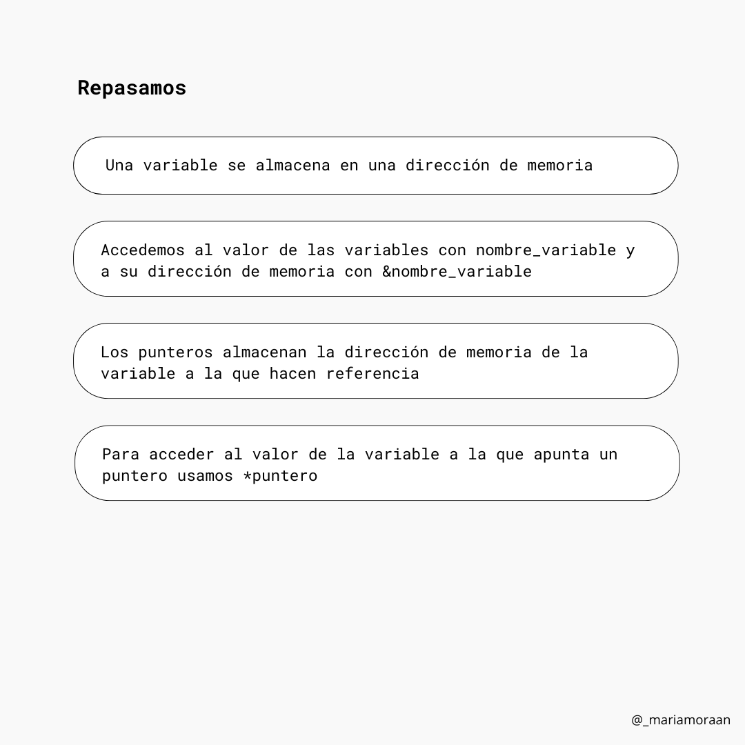 ¿Me lo ha pedido alguien? No. Pero aquí tenéis un resumen de punteros en C