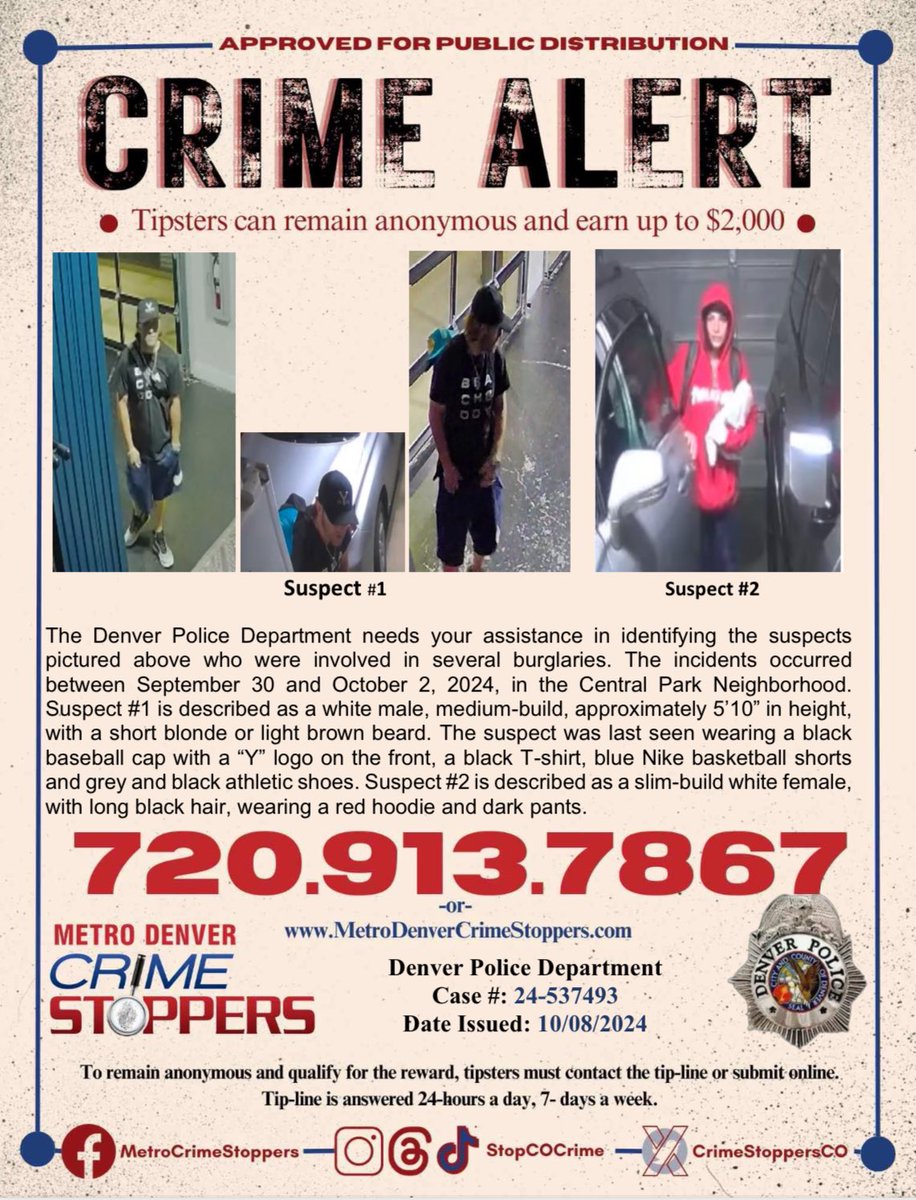#Denver, do you have any information about either of these investigations? If so, call <a href="/CrimeStoppersCO/">MetroDenverCrimeStoppers</a> at 720-913-7867 — you can remain anonymous and earn a cash reward!
