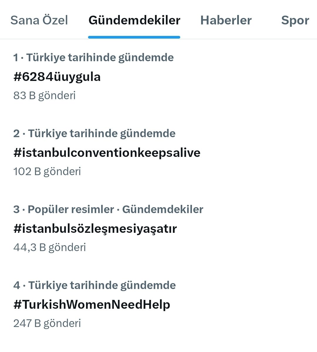Gündemdeyiz. 
Lütfen taglara devam edin 

#6284üuygula 
#istanbulconventionkeepsalive