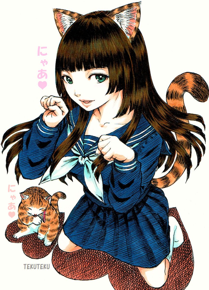 ❤︎オリジナル手描きイラスト❤︎アナログイラスト○B5○ 猫耳