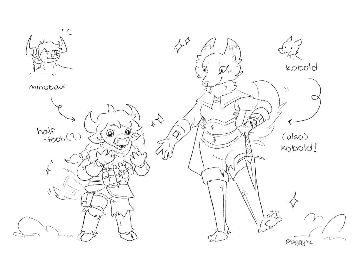 A minotaur and a kobold stepped into the changeling mushroom rings…
based off #dungeonmeshi !