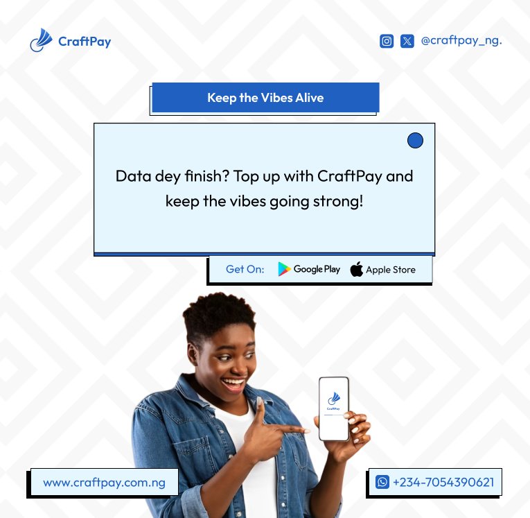 craftpay_ng's tweet image. Data no go finish when you dey use @craftpay_ng. Keep topping up. #databundle #airtime