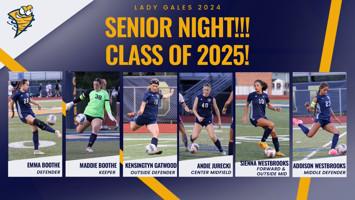 Tonight, we celebrate our incredible Lady Gales on Senior Night! We honor the dedication, leadership, and hard work these seniors have shown throughout their time on the team. Thank you for all the unforgettable moments! We can't wait to see what your future holds!
#GoLadyGales