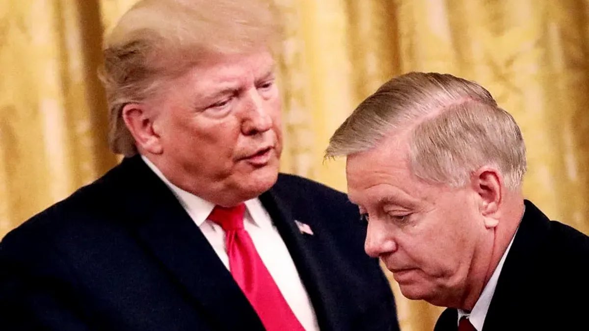 Lindsey Graham on what it’s like visiting Mar-a-Lago: “Going to Mar-a-Lago is a little bit like going to North Korea. Everybody stands up and claps every time Trump comes in.”